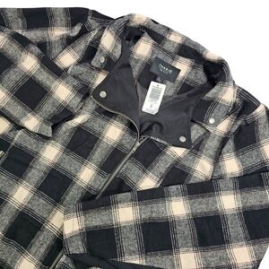 New Torrid Womens Moto Jacket Flannel Black & Pink Plus Sz 6X Stretch Wool Blend